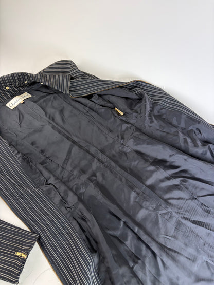 Vintage Dior Striped Cotton Dress Black White Gold M