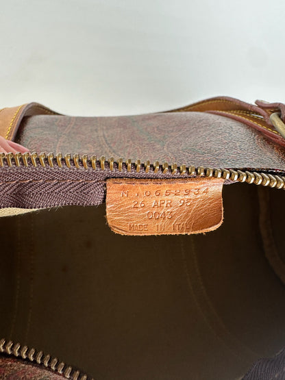 Vintage Etro Paisley Monogram Leather Bowling Bag