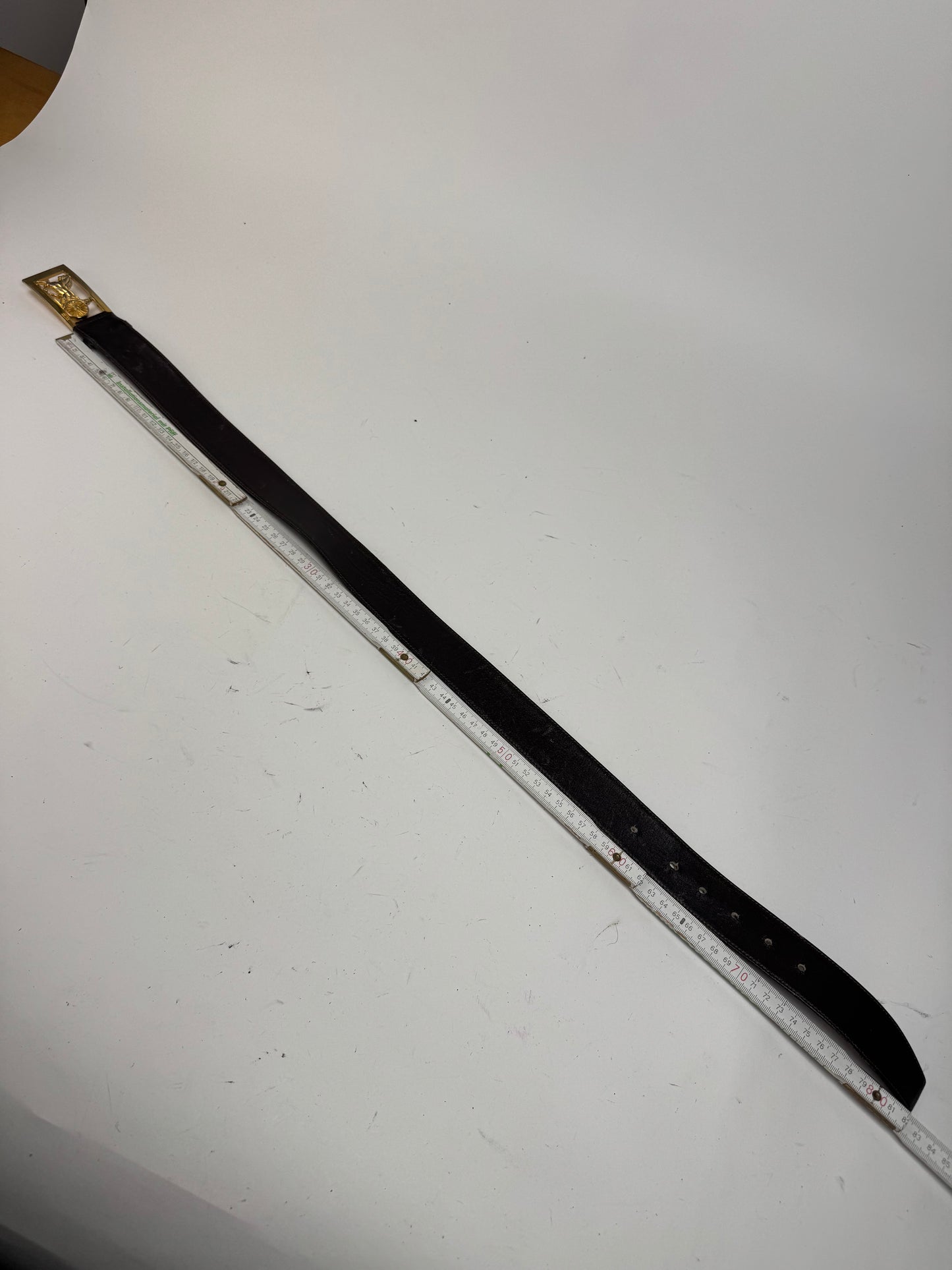 Vintage Celine Paris Leather Belt Black burgundy