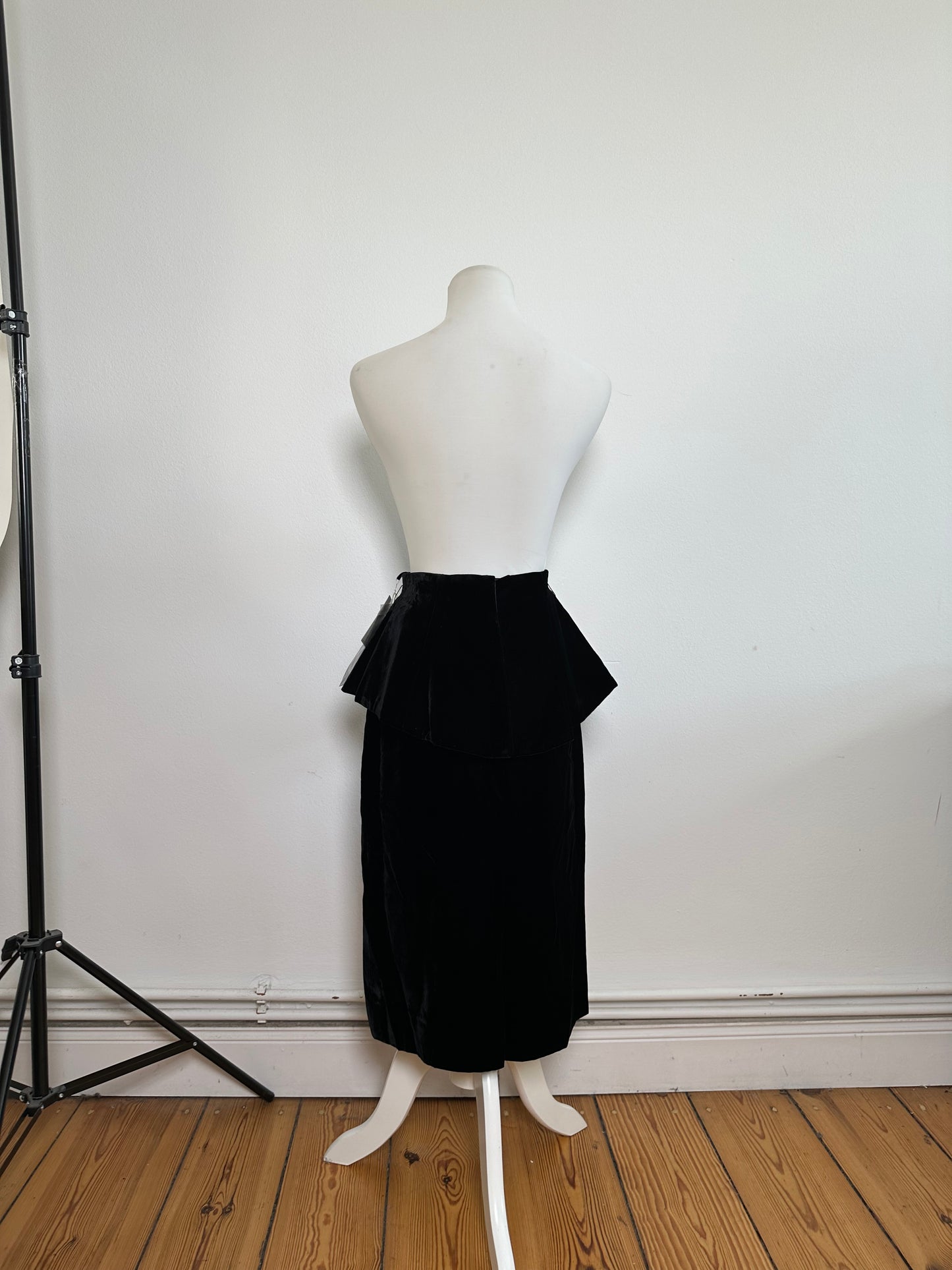 Vintage Dior Velvet Snap Skirt Black Silver