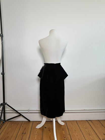 Vintage Dior Velvet Snap Skirt Black Silver