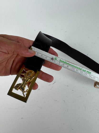 Vintage Celine Paris Leather Belt Black burgundy