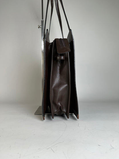 Vintage Bottega Veneta Nappa Leather Tote Dark Brown