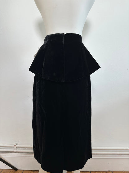 Vintage Dior Velvet Snap Skirt Black Silver