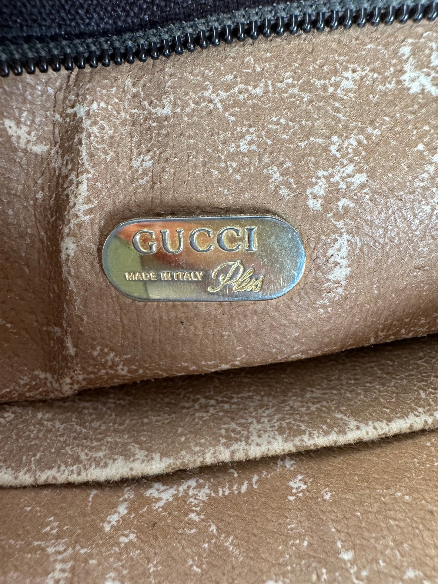 Vintage Gucci GG Plus Canvas Clutch Beige