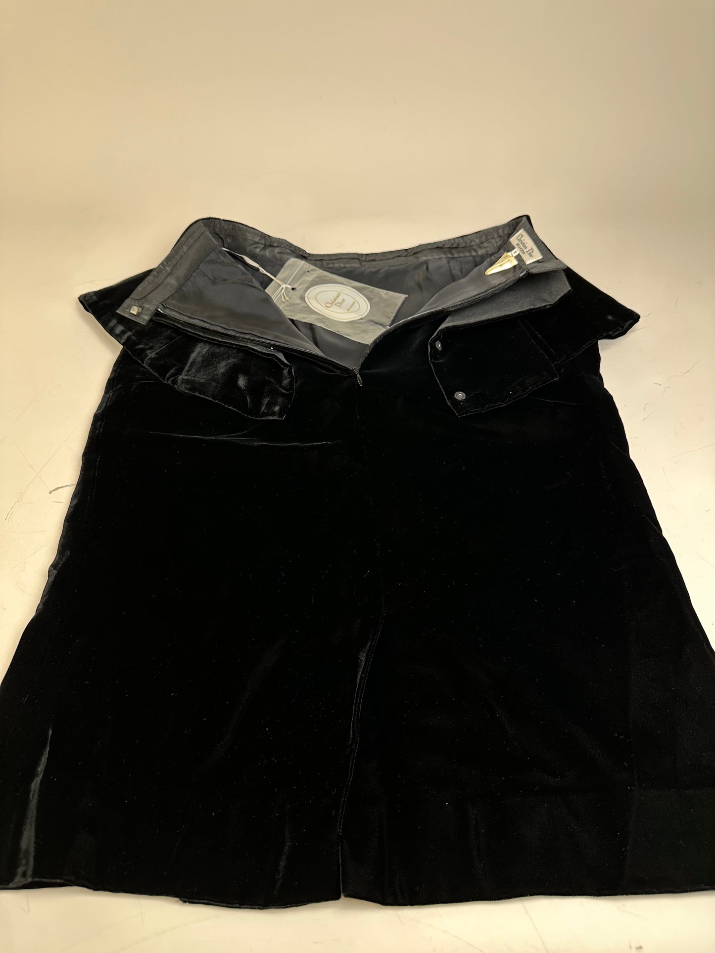 Vintage Dior Velvet Snap Skirt Black Silver