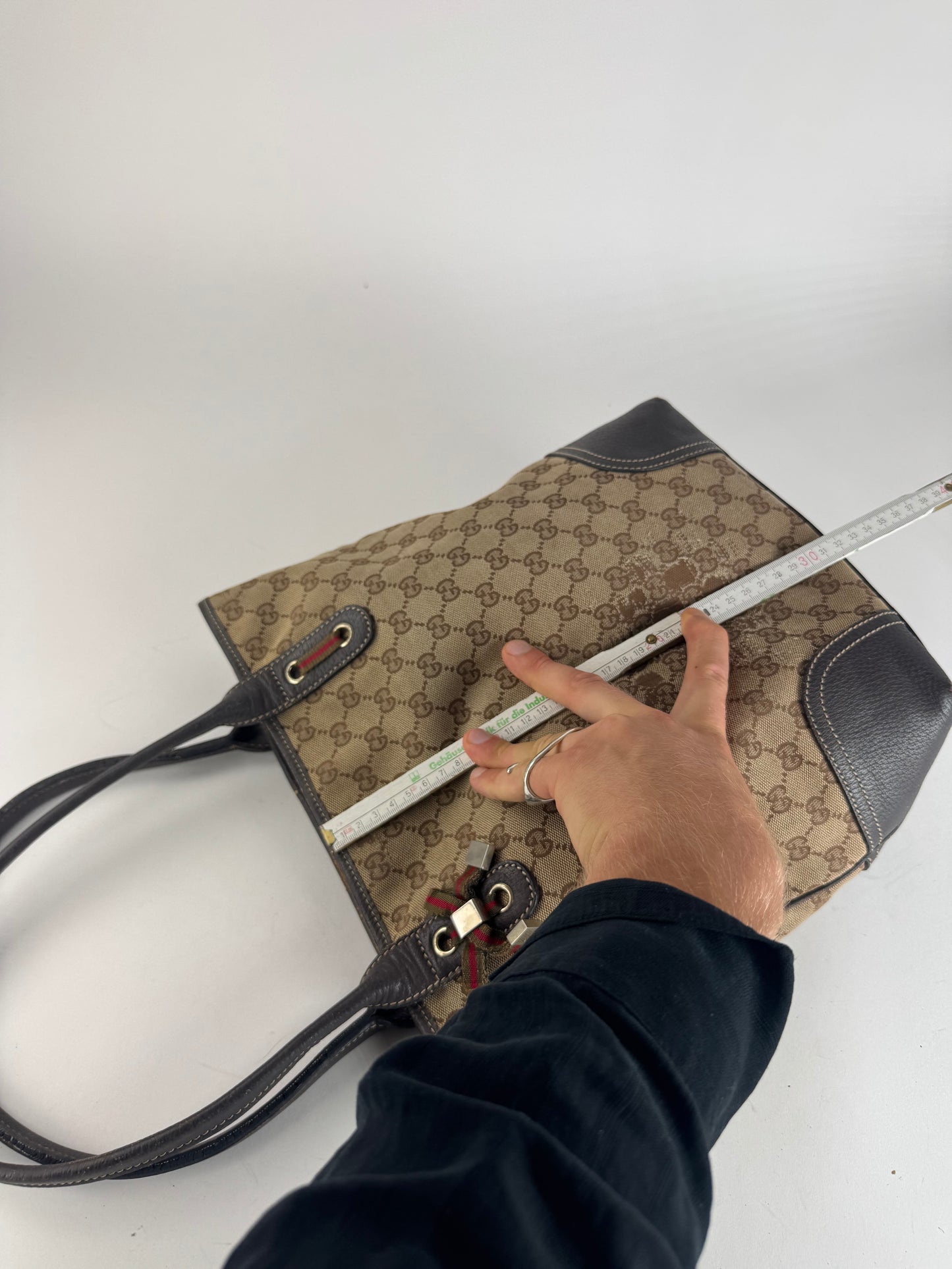 Sac vintage en cuir Gucci Monogram beige marron
