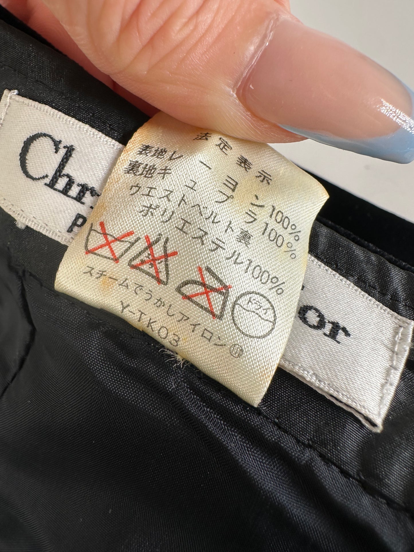 Vintage Dior Velvet Snap Skirt Black Silver