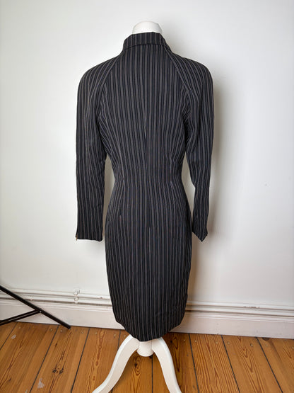 Vintage Dior Striped Cotton Dress Black White Gold M