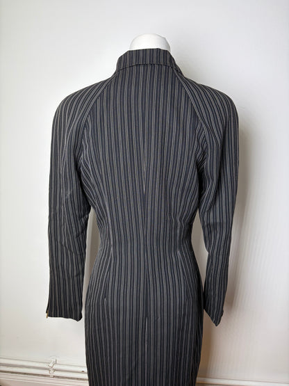 Vintage Dior Striped Cotton Dress Black White Gold M