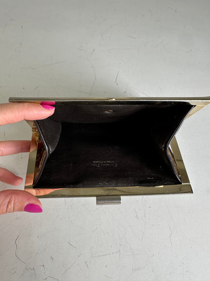 Vintage Dior Oblique Jacquard Coin Purse Beige Brown Silver