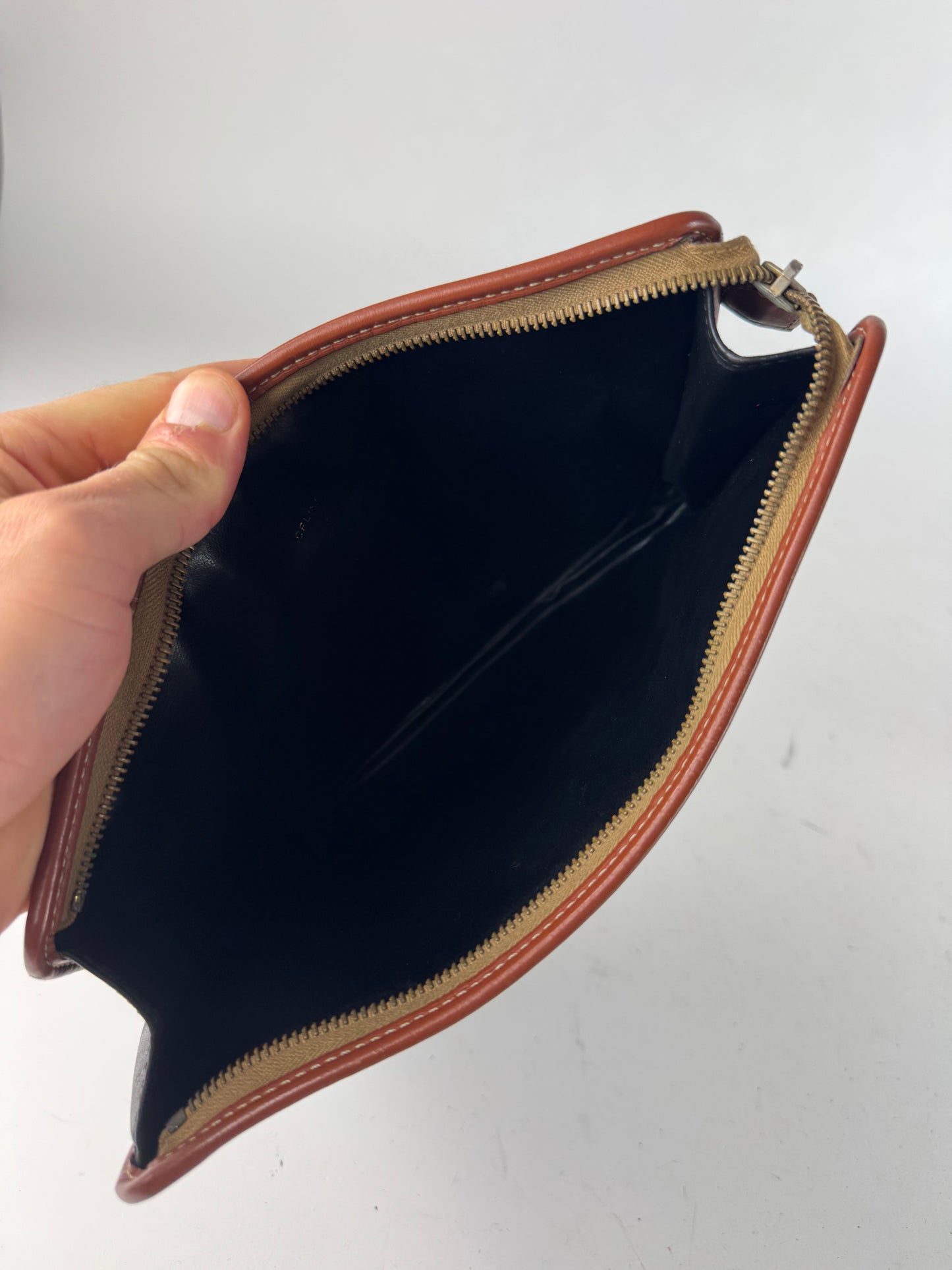 Vintage Celine Leather Clutch Black Brown