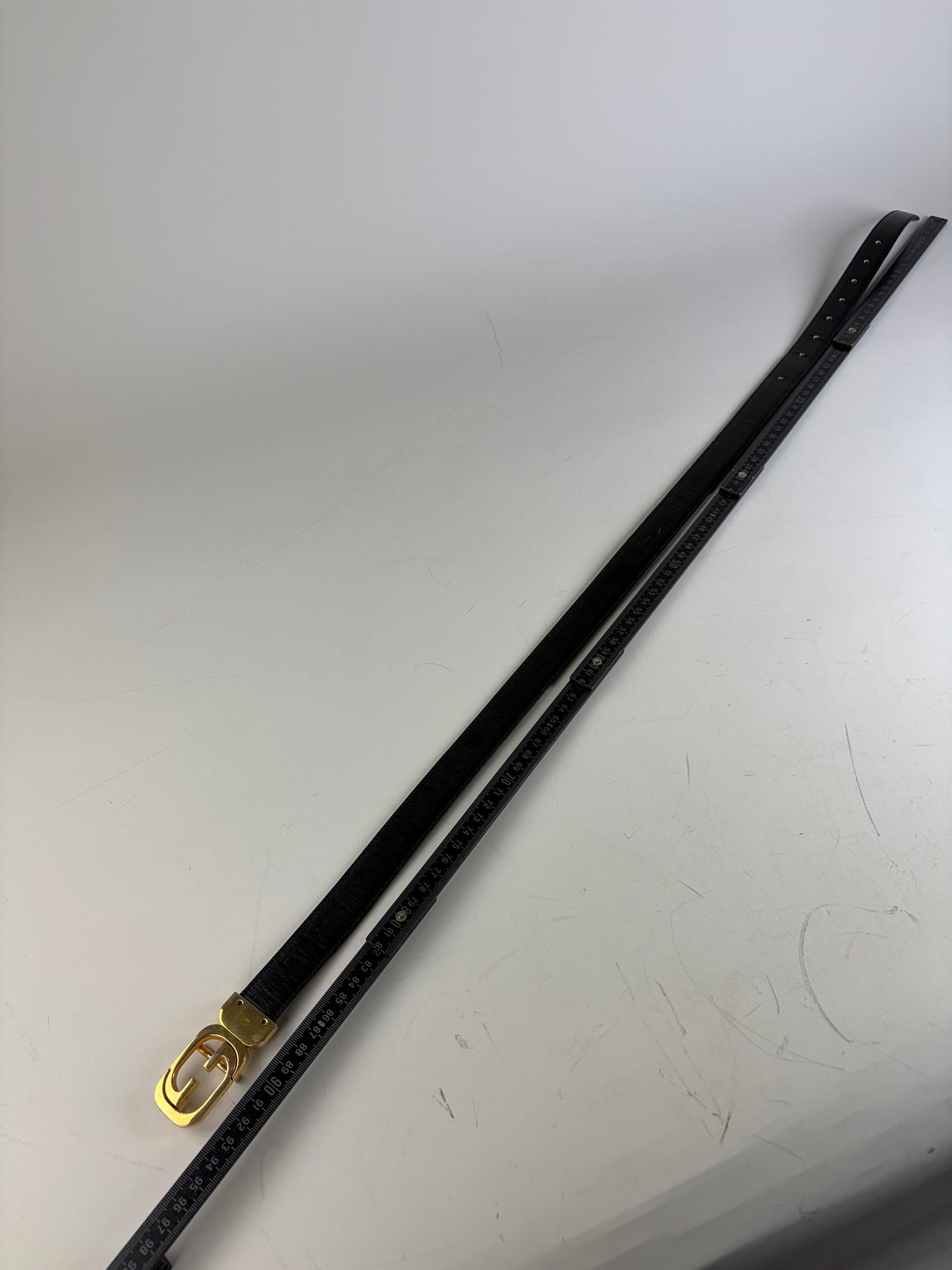Vintage Gucci GG Logo Leather Belt Black Gold
