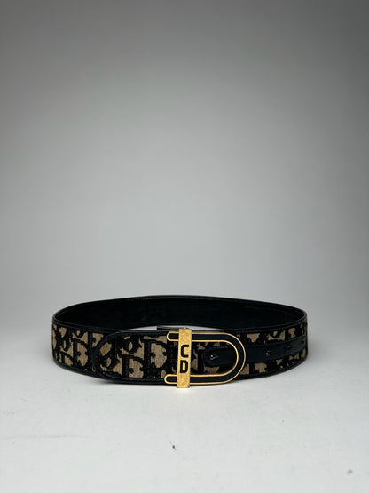 Vintage Dior Oblique Monogram Belt navy beige