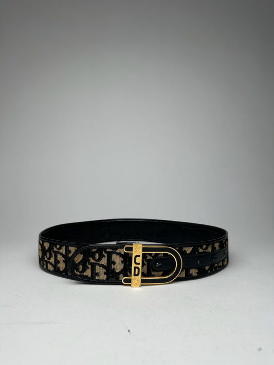 Vintage Dior Oblique Monogram Belt navy beige
