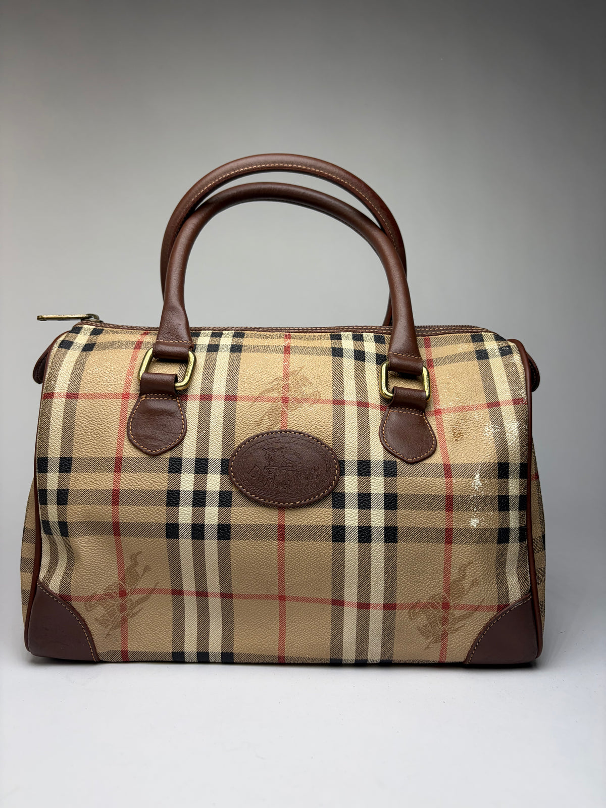 Vintage Burberrys Haymarket Check Top-Handle Bag Late 1990s Beige
