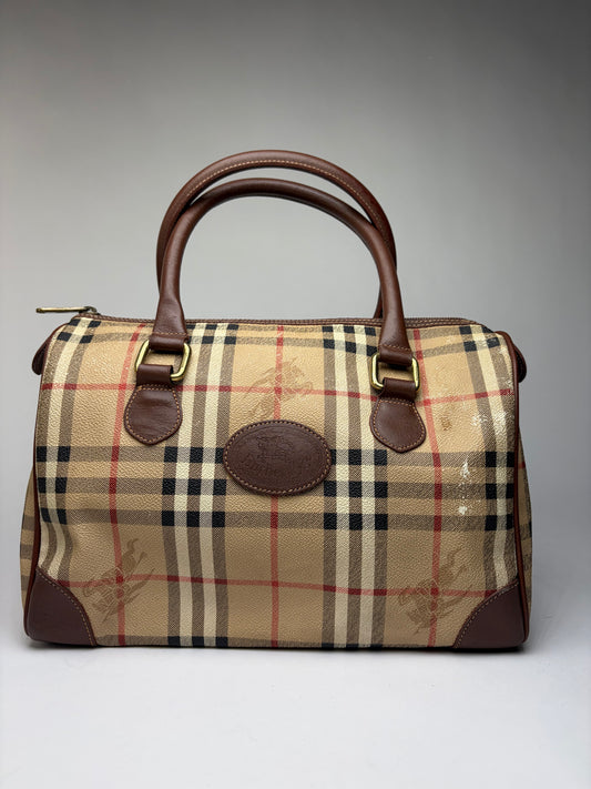 Vintage Burberrys Haymarket Check Top-Handle Bag Late 1990s Beige
