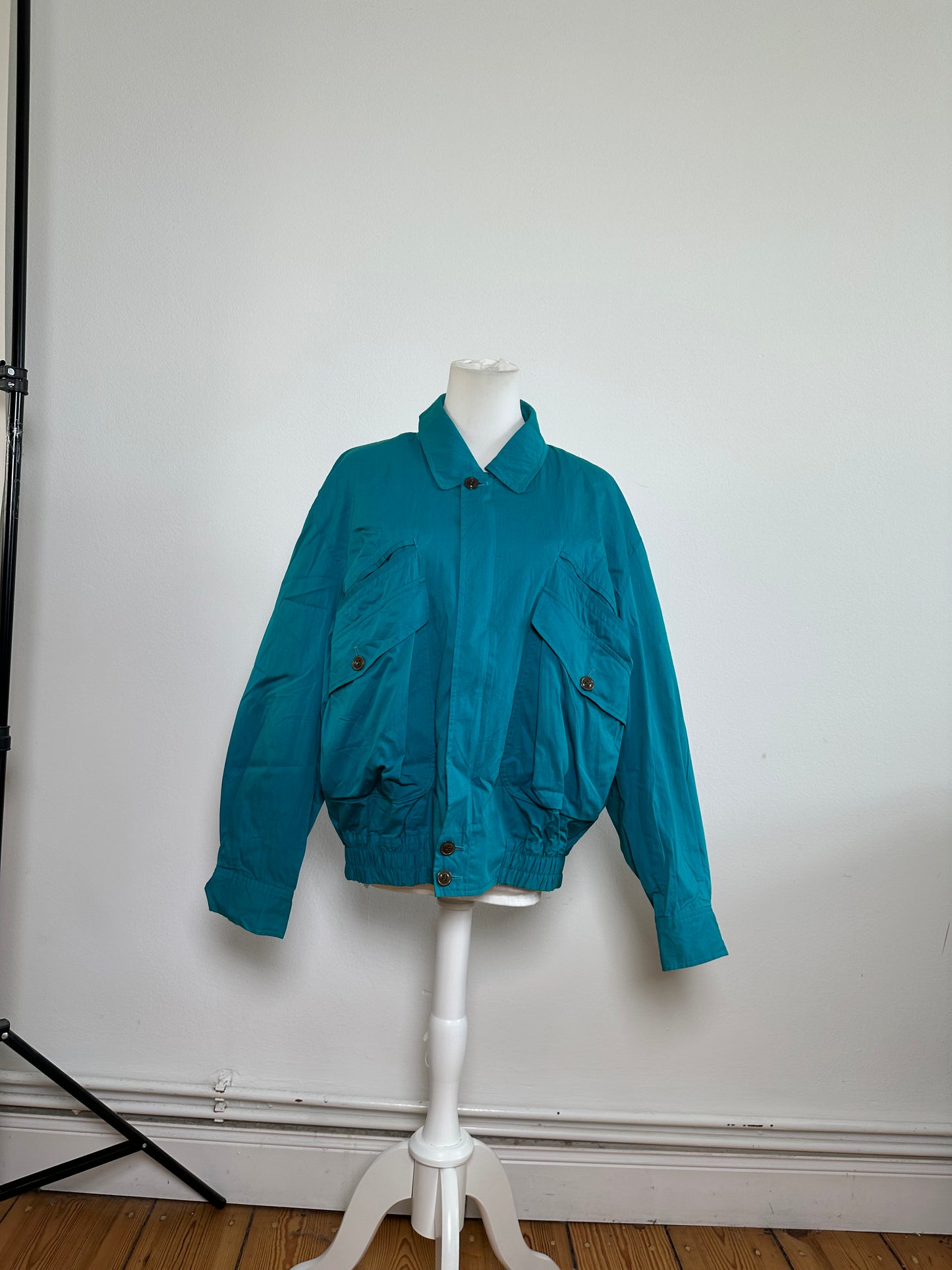 Vintage Dior Men's Teal Cotton Blend Jacket Brown Buttons XL
