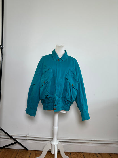 Vintage Dior Men's Teal Cotton Blend Jacket Brown Buttons XL