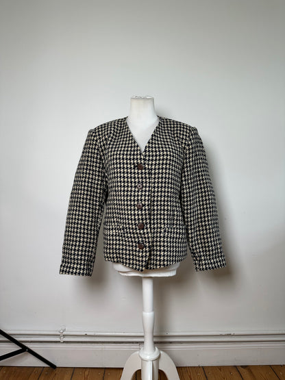Vintage Issey Miyake Wool Houndstooth Jacket Navy Cream M