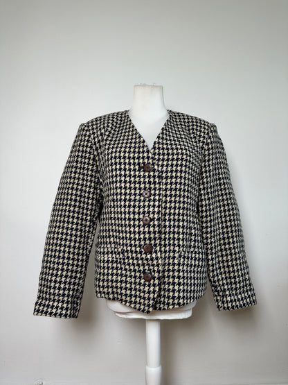 Vintage Issey Miyake Wool Houndstooth Jacket Navy Cream M