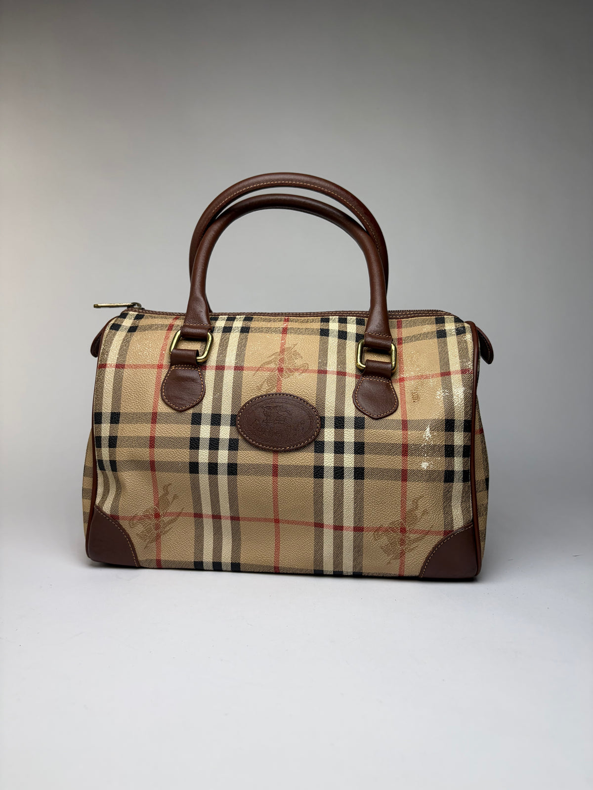 Vintage Burberrys Haymarket Check Top-Handle Bag Late 1990s Beige