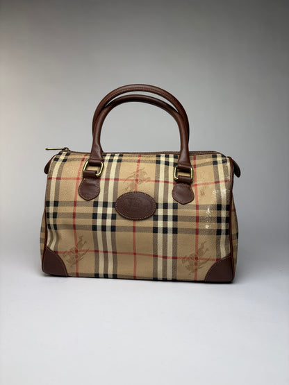 Vintage Burberrys Haymarket Check Top-Handle Bag Late 1990s Beige