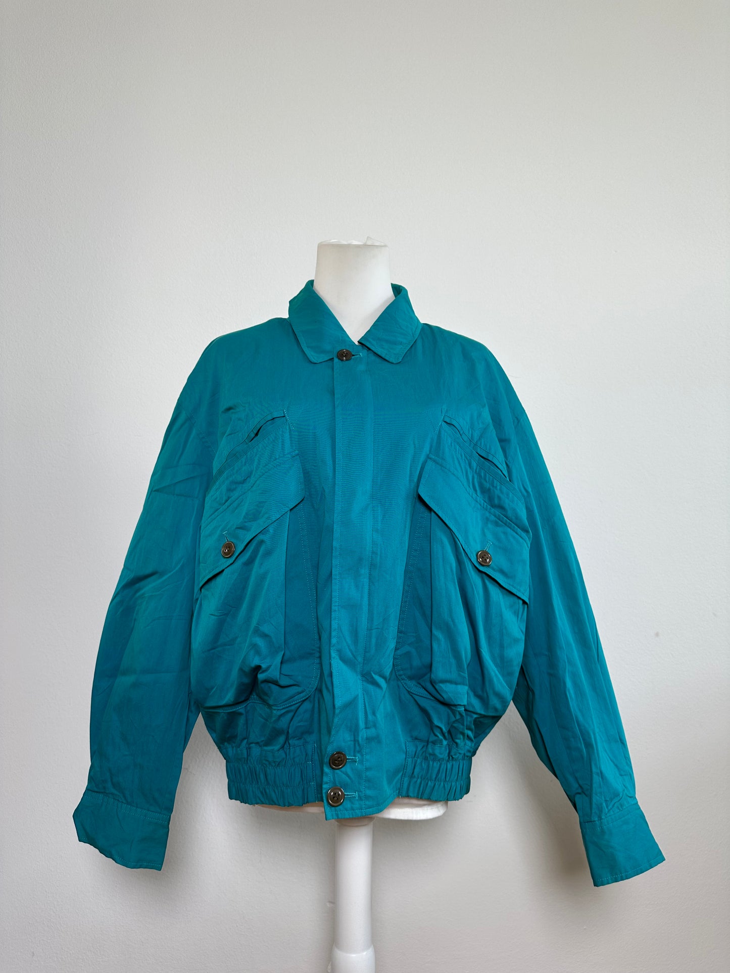 Vintage Dior Men's Teal Cotton Blend Jacket Brown Buttons XL