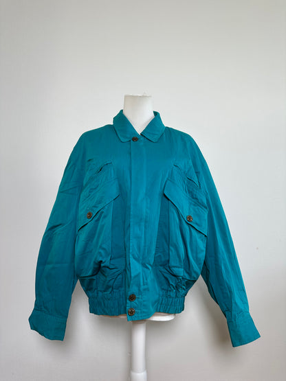 Vintage Dior Men's Teal Cotton Blend Jacket Brown Buttons XL