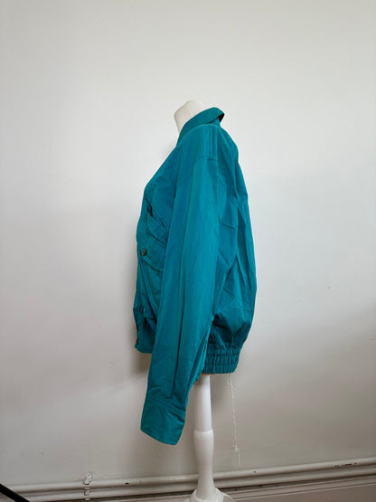 Vintage Dior Men's Teal Cotton Blend Jacket Brown Buttons XL