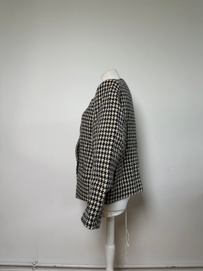 Vintage Issey Miyake Wool Houndstooth Jacket Navy Cream M