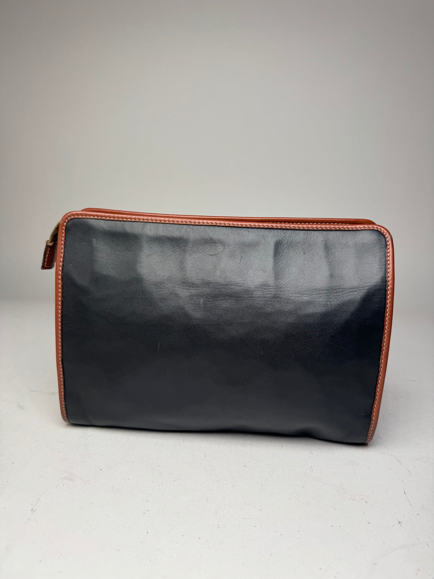 Vintage Celine Leather Clutch Black Brown