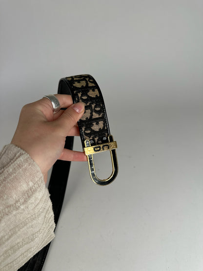 Vintage Dior Oblique Monogram Belt navy beige