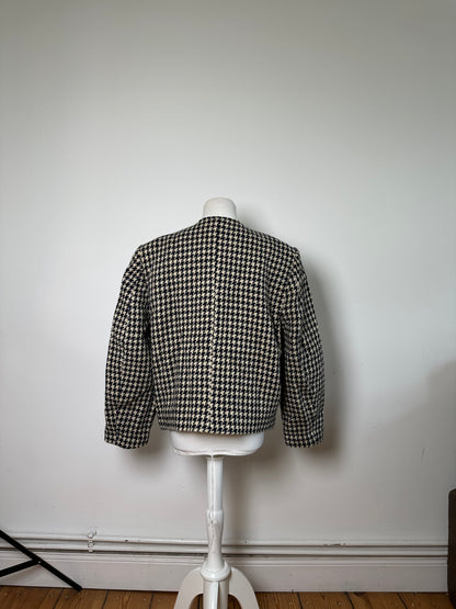 Vintage Issey Miyake Wool Houndstooth Jacket Navy Cream M