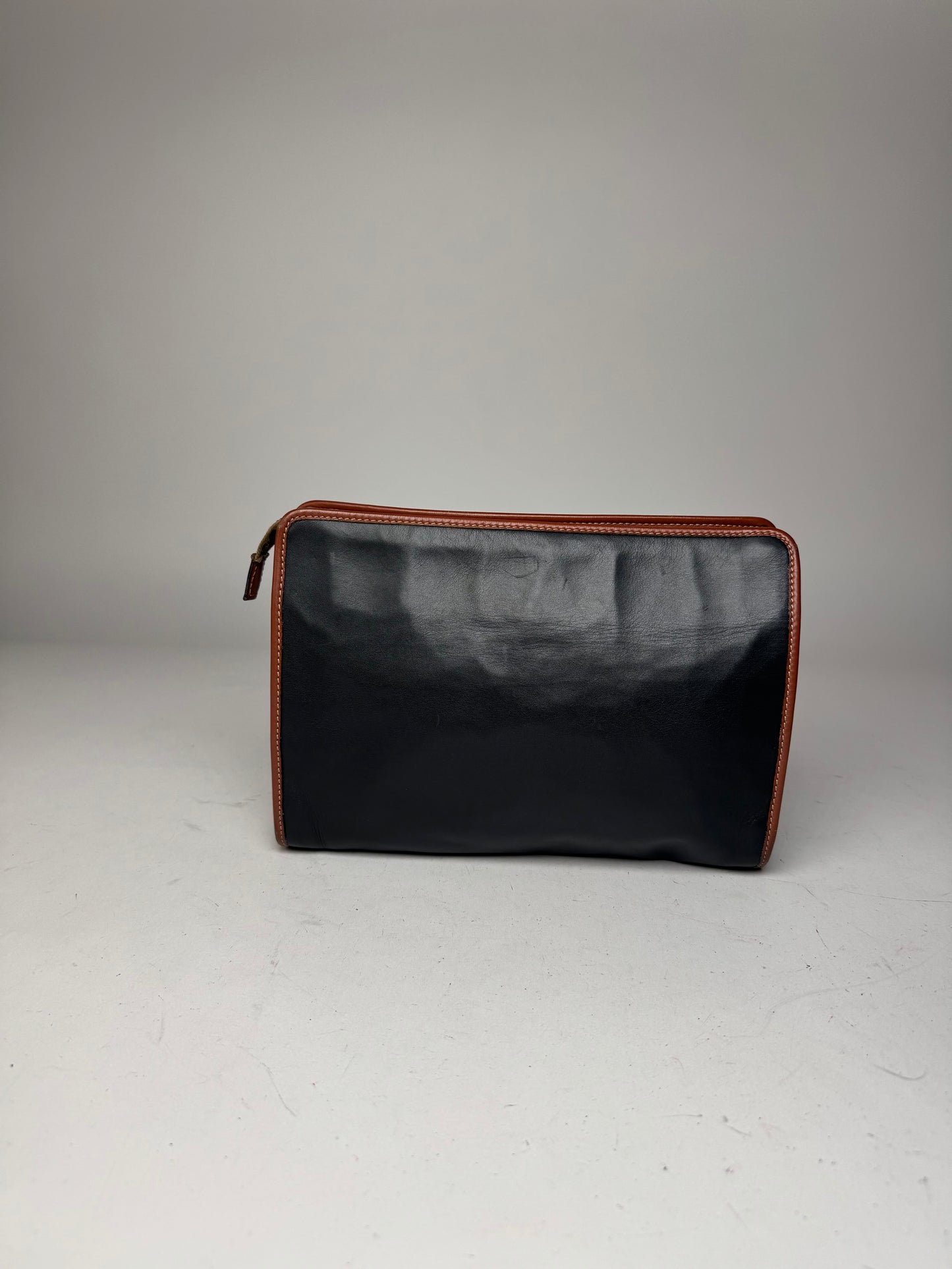 Vintage Celine Leather Clutch Black Brown