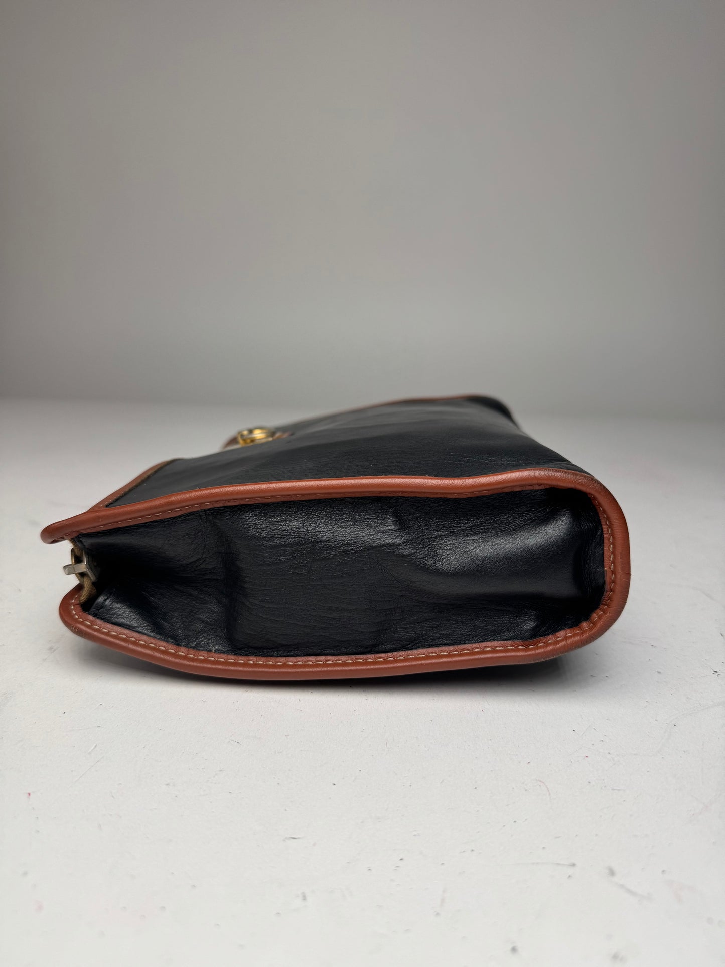 Vintage Celine Leather Clutch Black Brown
