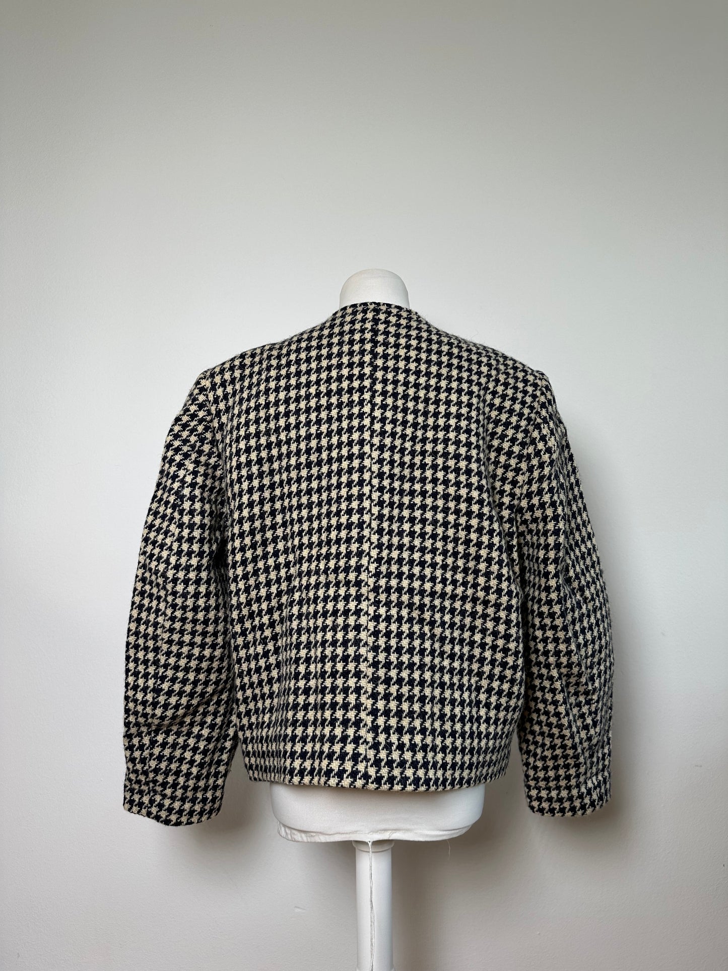 Vintage Issey Miyake Wool Houndstooth Jacket Navy Cream M
