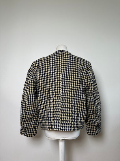 Vintage Issey Miyake Wool Houndstooth Jacket Navy Cream M