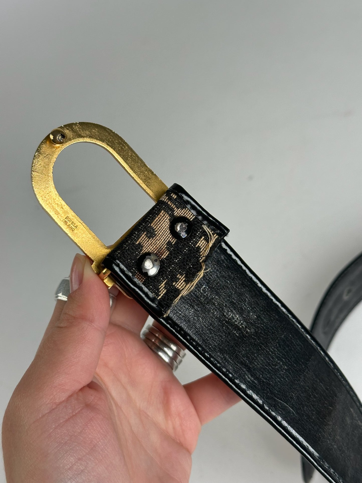 Vintage Dior Oblique Monogram Belt navy beige