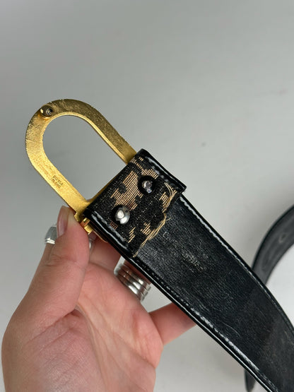 Vintage Dior Oblique Monogram Belt navy beige