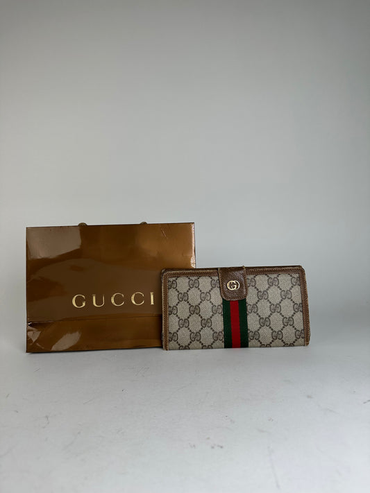 Vintage Gucci GG Supreme Long Wallet Beige