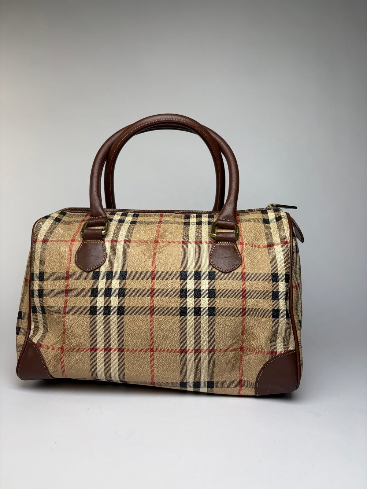 Vintage Burberrys Haymarket Check Top-Handle Bag Late 1990s Beige