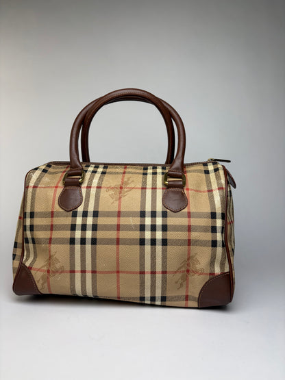 Vintage Burberrys Haymarket Check Top-Handle Bag Late 1990s Beige