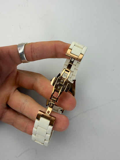Vintage Emporio Armani Ceramic Stainless Steel Watch White Rose Gold