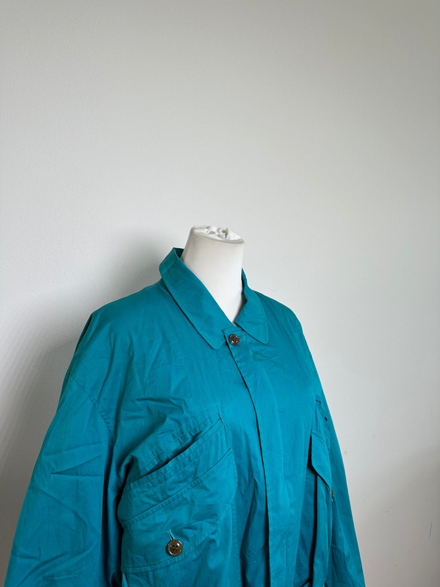 Vintage Dior Men's Teal Cotton Blend Jacket Brown Buttons XL