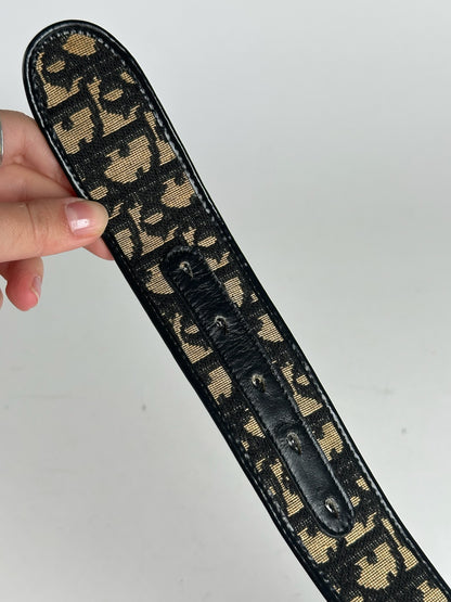 Vintage Dior Oblique Monogram Belt navy beige