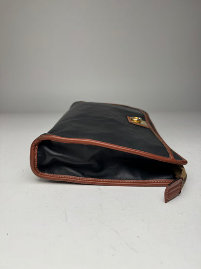 Vintage Celine Leather Clutch Black Brown
