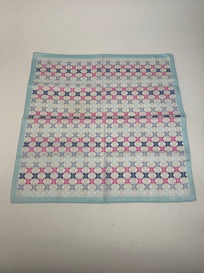 Vintage Céline Paris Triomphe Monogram Scsrf Bleu rose blanc