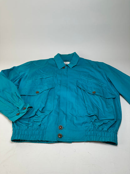 Vintage Dior Men's Teal Cotton Blend Jacket Brown Buttons XL