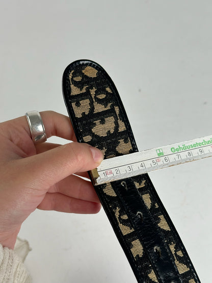 Vintage Dior Oblique Monogram Belt navy beige
